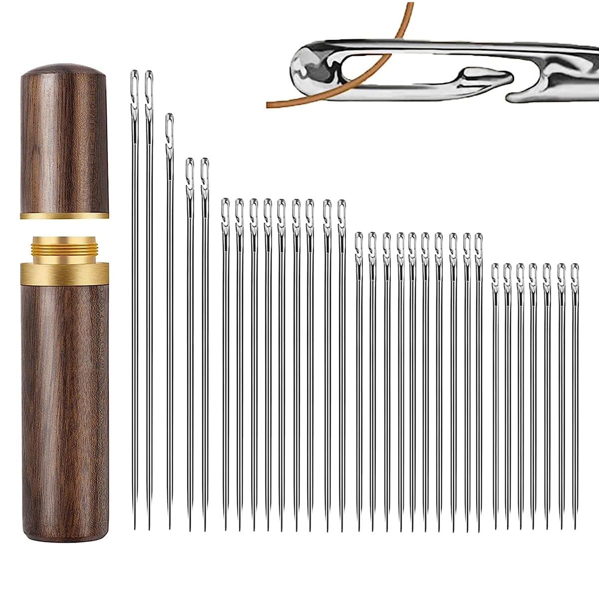 HASTHIP 30pcs Quilting Needle Self-Threading Quilting Needle with Wooden Needle Case Long Quilting Needle of Various Sizes Easy Self-Threading Quilting Needle for Quilting, Embroidery, Hand Sewing HASTHIP 30pcs Quilting Needle Self-Threading Quilting Needle with Wooden Needle Case Long Quilting Needle of Various Sizes Easy Self-Threading Quilting Needle for Quilting, Embroidery, Hand Sewing